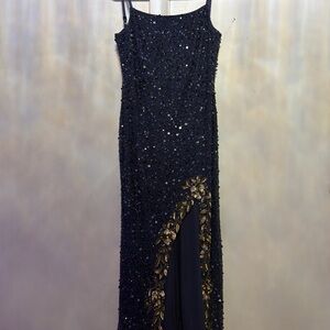 David's Bridal Navy Beaded Evening Dress